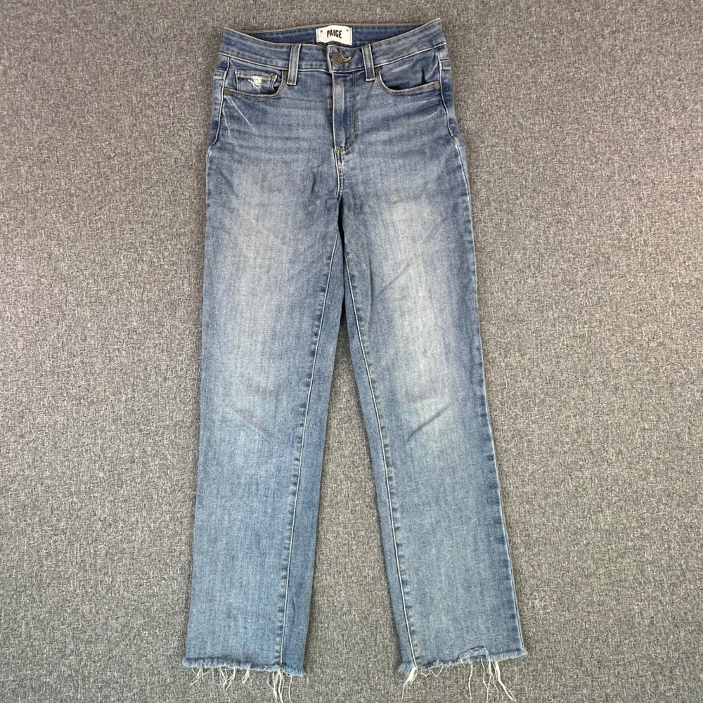 Paige Jeans Womens 25 Jacqueline Straight Blue Raw Hem Stretch Excellent